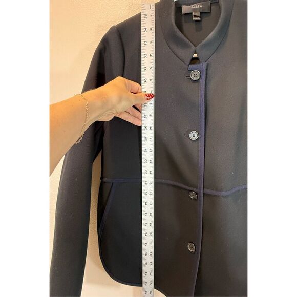 J. Crew  Black Tipped Twill Boxy Split Hemline Lined Blazer Jacket Women’s 0 - Picture 8 of 11